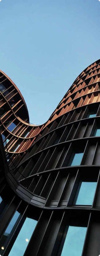 Curvy buildings and blue sky vertical